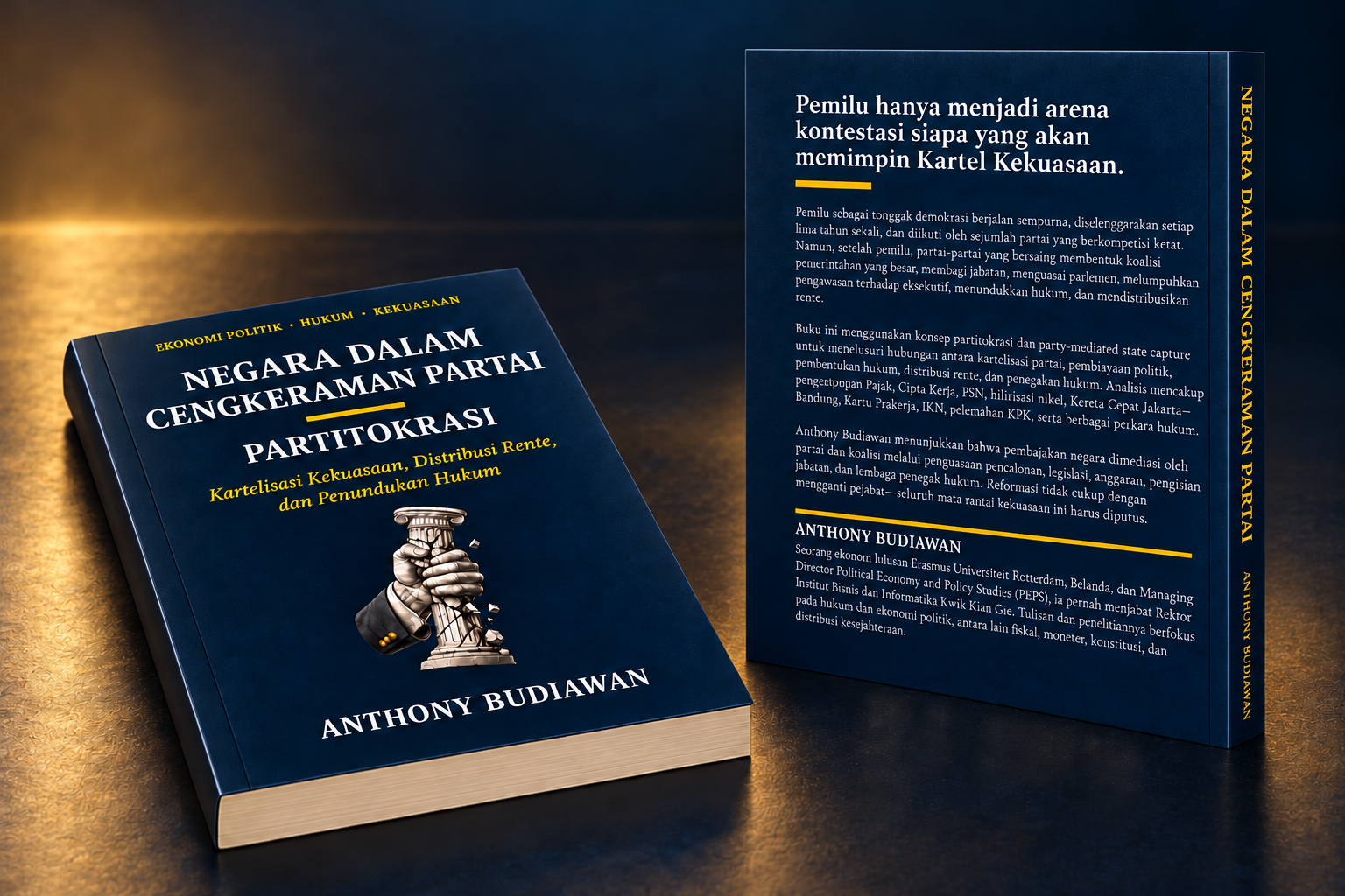 Mockup buku Negara dalam Cengkeraman Partai karya Anthony Budiawan
